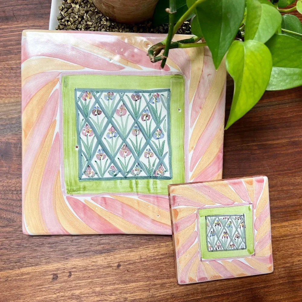 RARE 1983 MacKenzie-Childs Trivets/Hot Plates 2-Piece Set